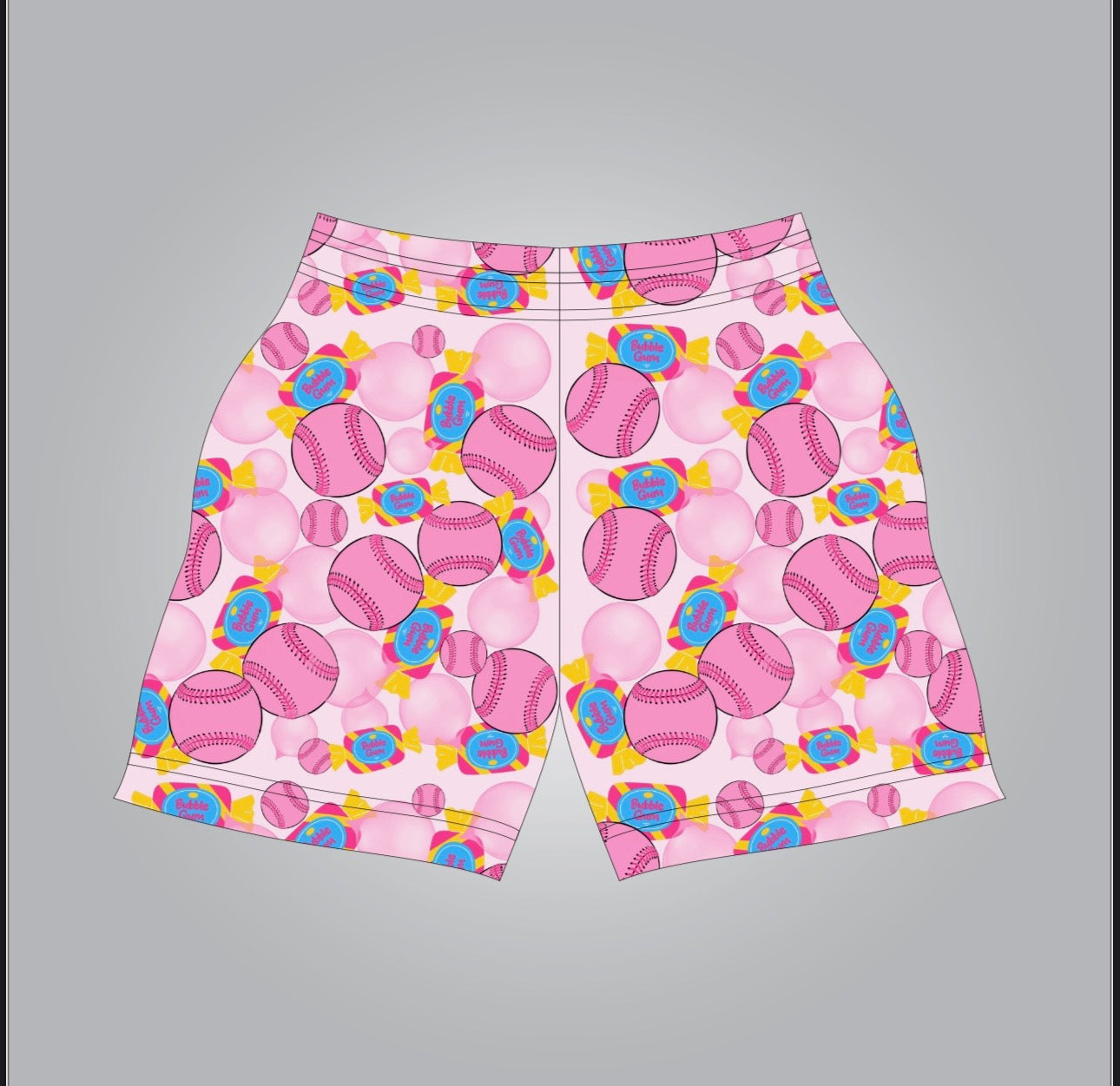 Bubble gum baseball shorts