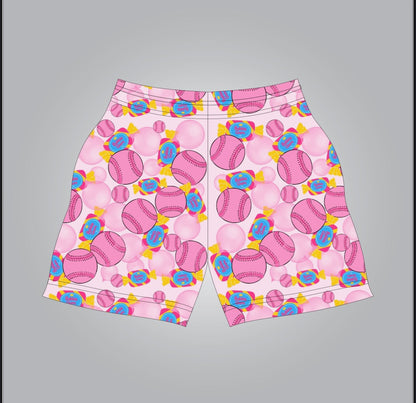 Bubble gum baseball shorts