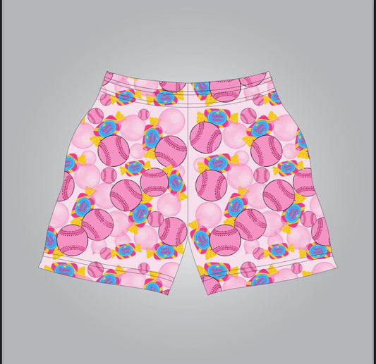 Bubble gum baseball shorts