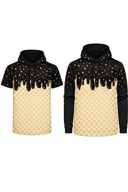 Black and orange stars LS hooded shirt