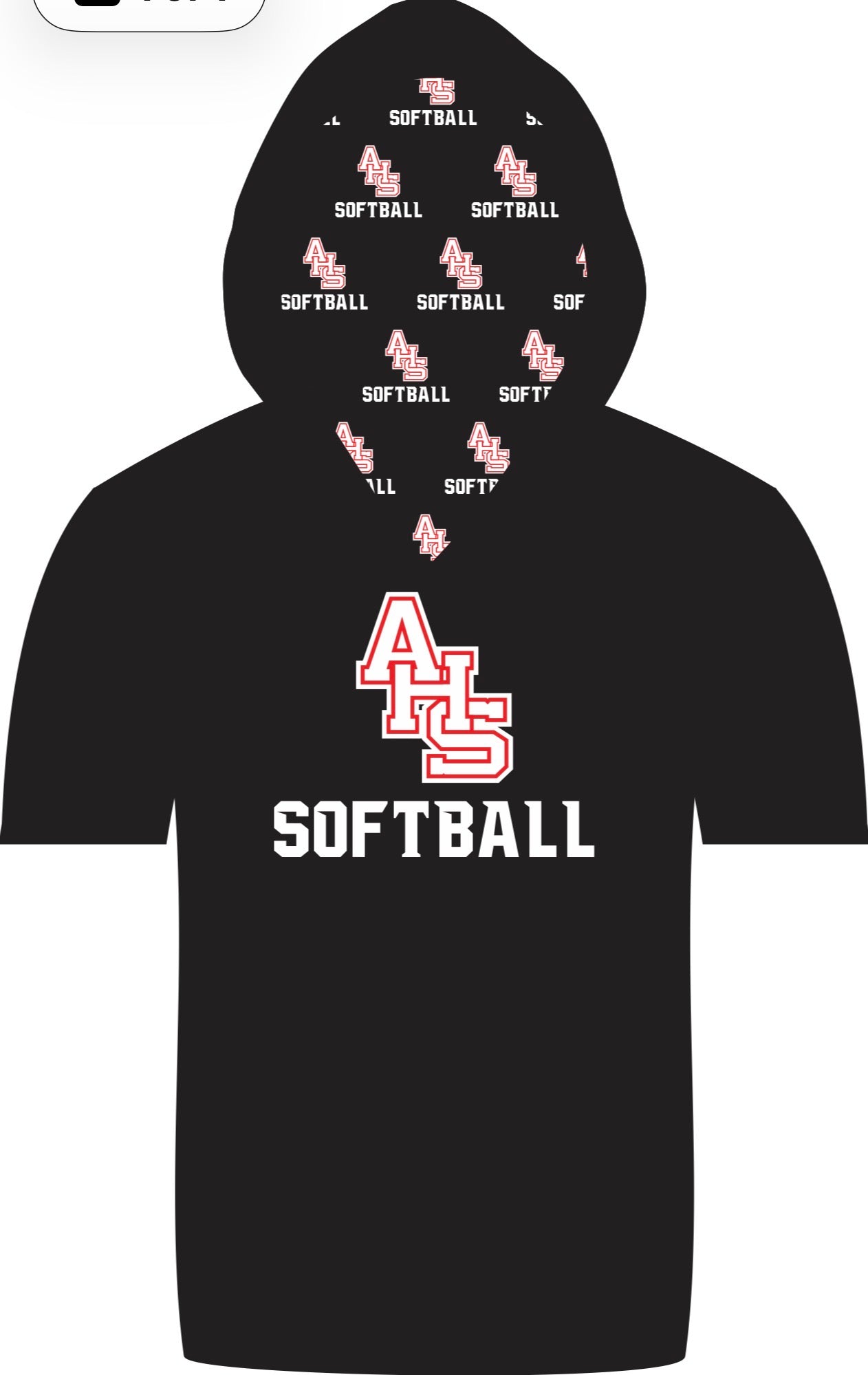 AHS softball hooded athletic shirt