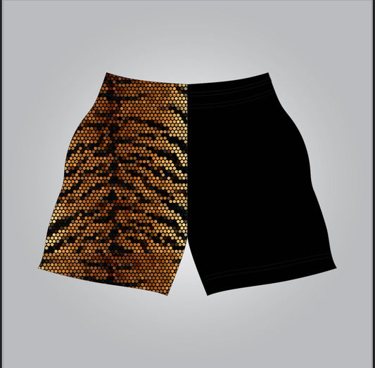 Brown tiger print shorts