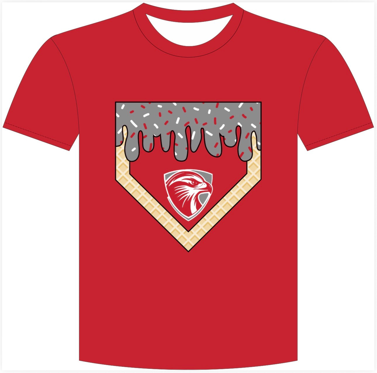 Red Redhawk drip shirt