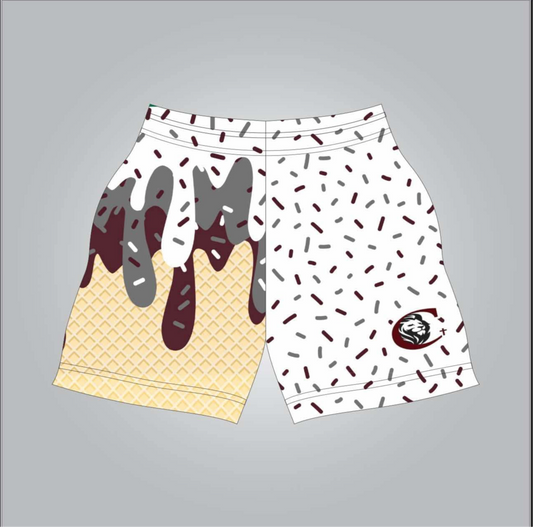 CCA white drip shorts