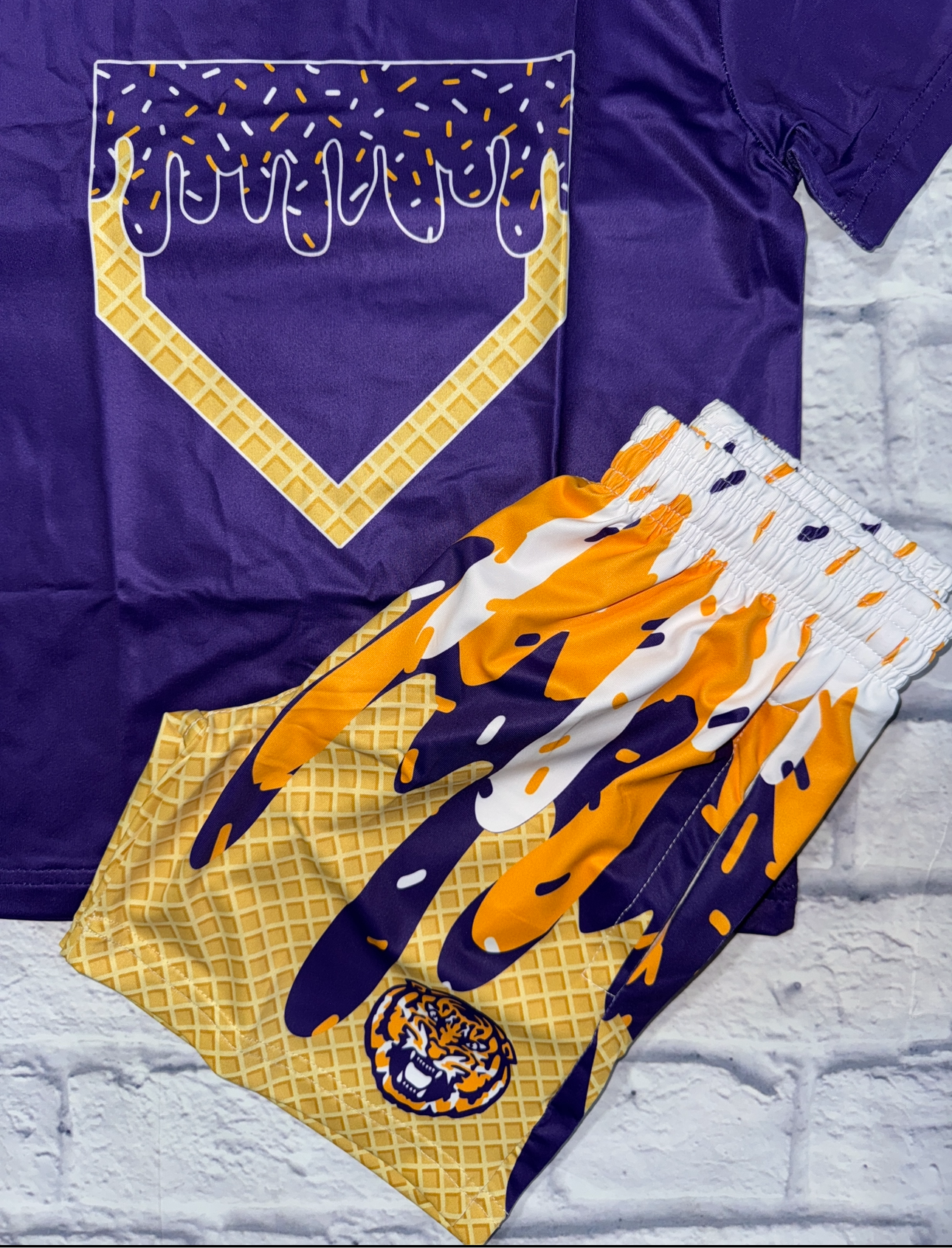 Purple baseball drip shirt