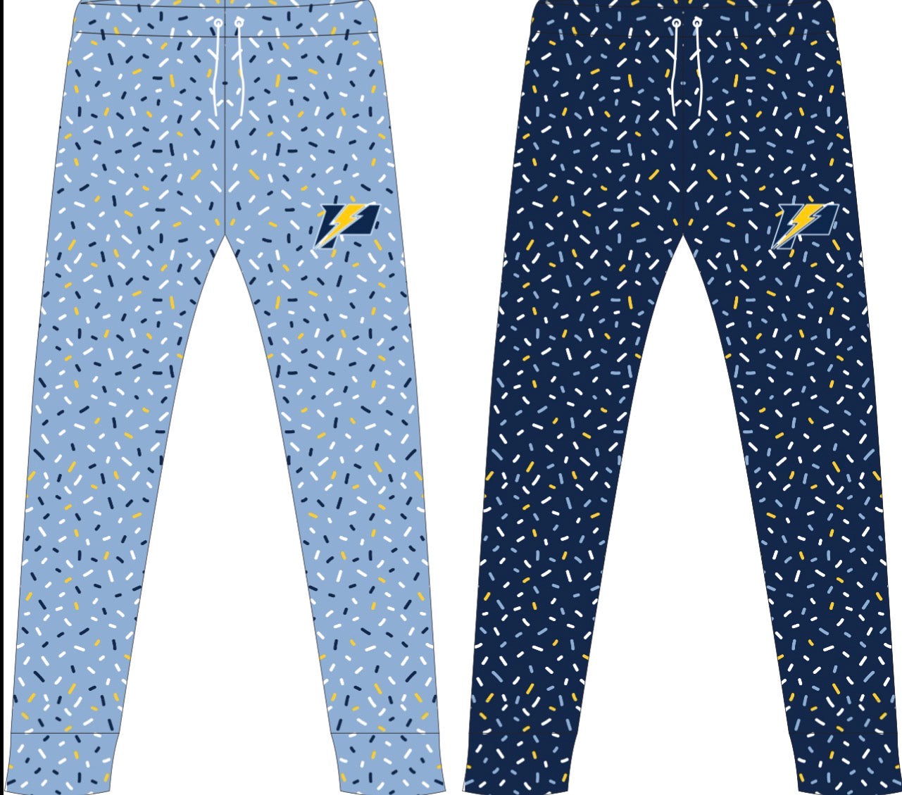 POWER- light blue sprinkle pants- youth