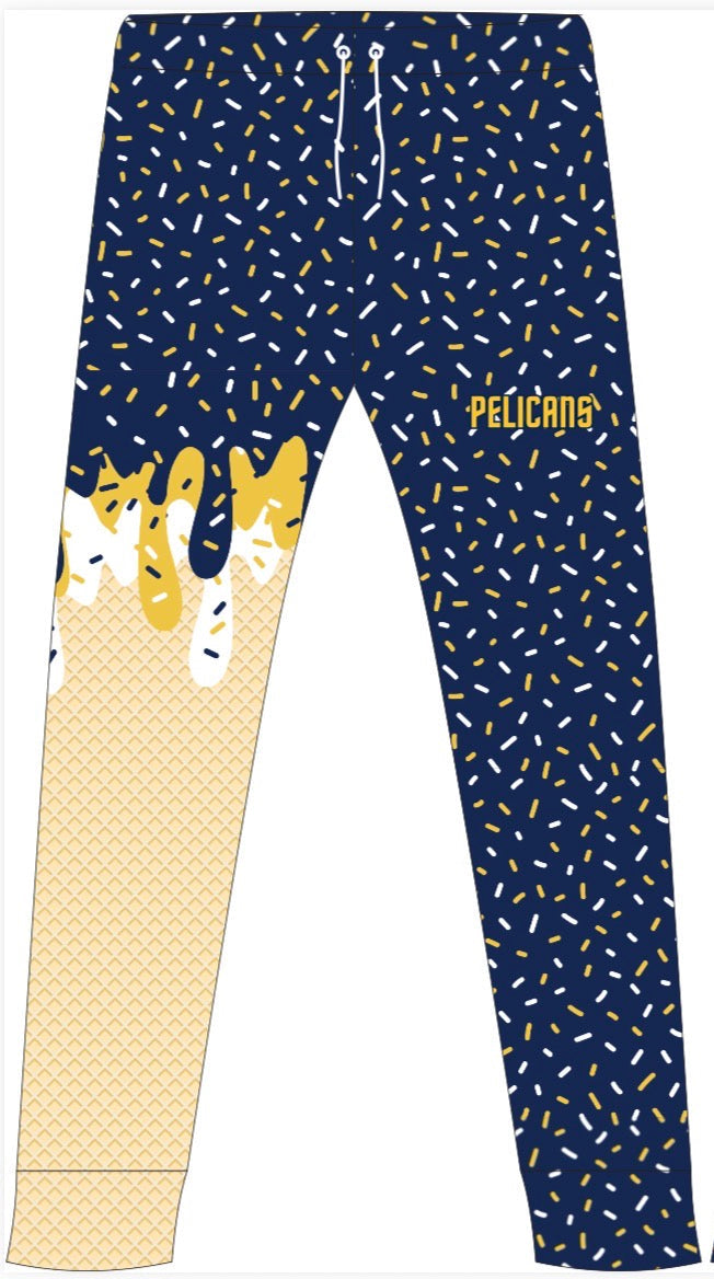 Navy Pelicans drip joggers