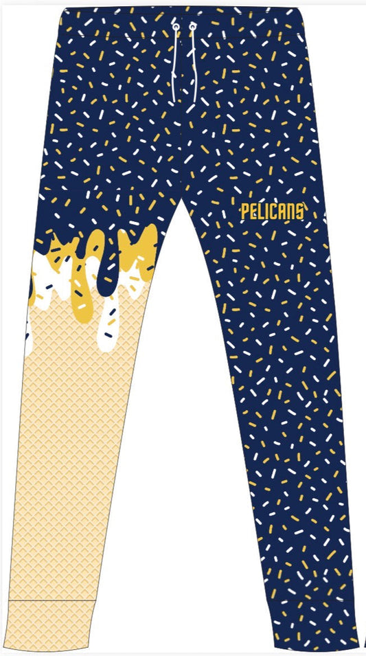 Navy Pelicans drip joggers