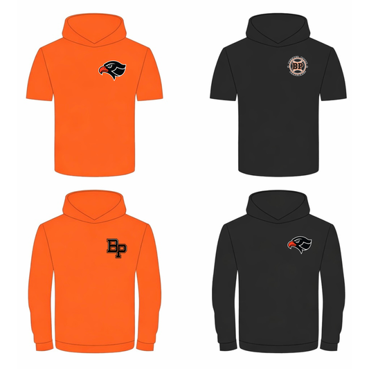 BLACK SS small logo hooded shirt