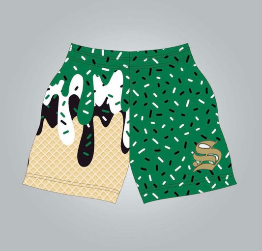 Green S drip shorts