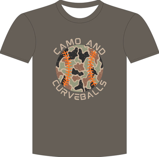 Camo and curveballs athletic shirt