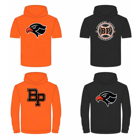 BLACK SS large logo hooded shirt