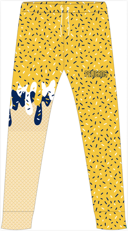 Yellow Pelicans drip joggers