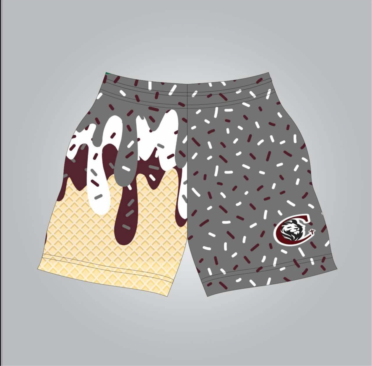 CCA gray drip shorts