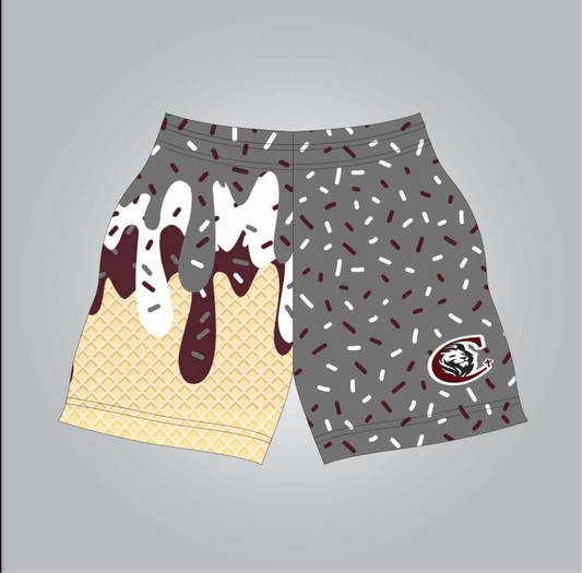 CCA gray drip shorts