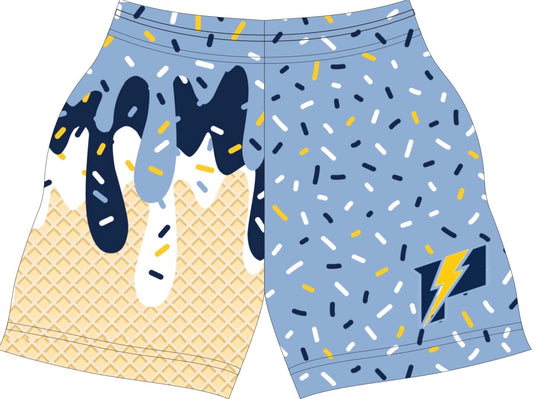 POWER- light blue drip shorts- youth