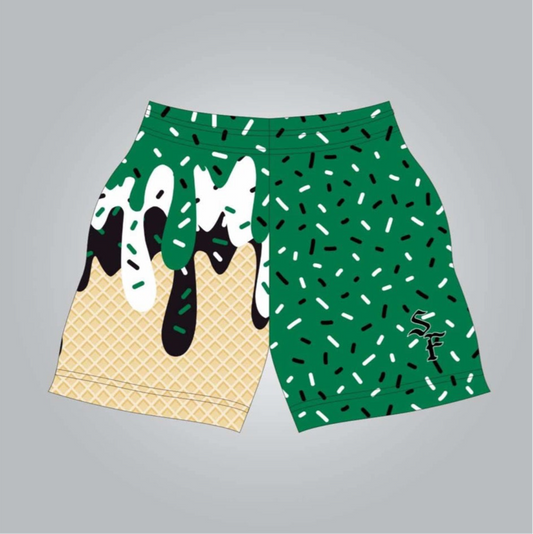 SF logo green drip shorts