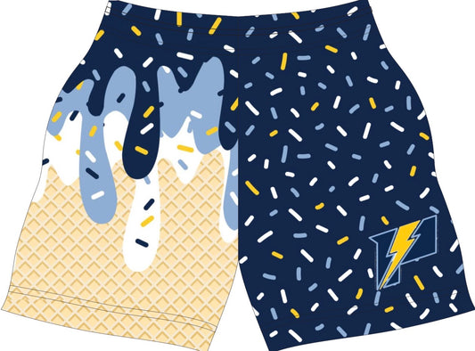 POWER- navy drip shorts- youth