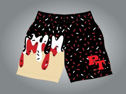 PT black drip shorts