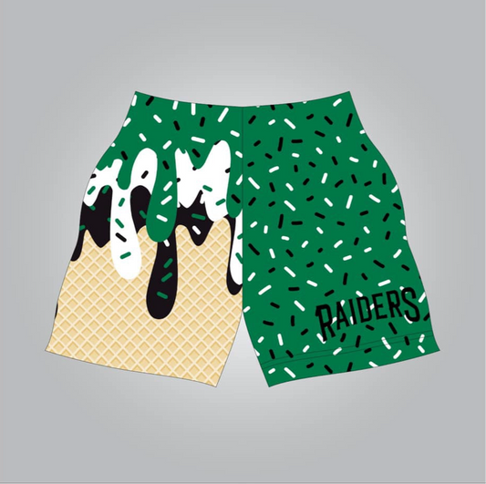 Raiders green drip shorts