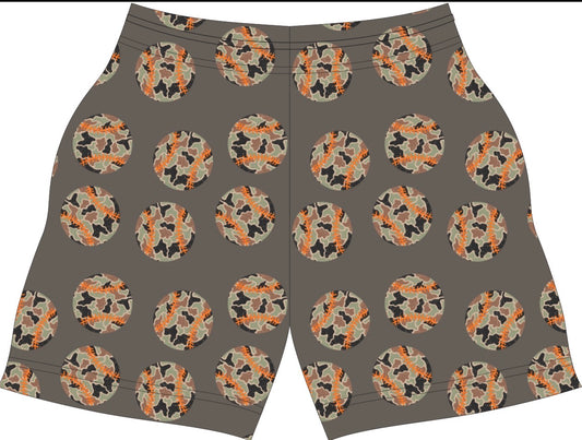 Camo and curveballs athletic shorts