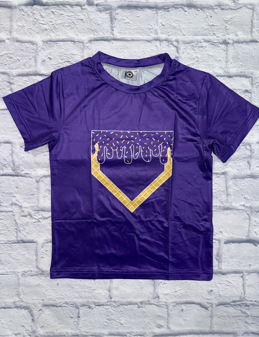 Purple baseball drip shirt