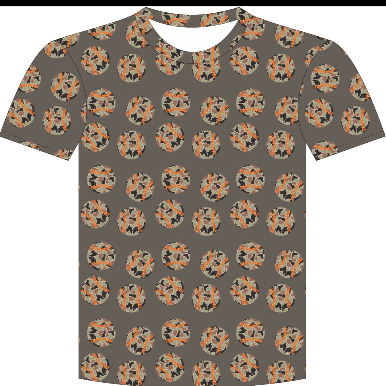 Camo and curveballs print athletic shirt