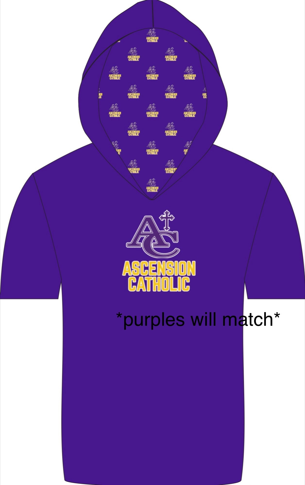 Ascension Catholic SS hooded athletic shirt