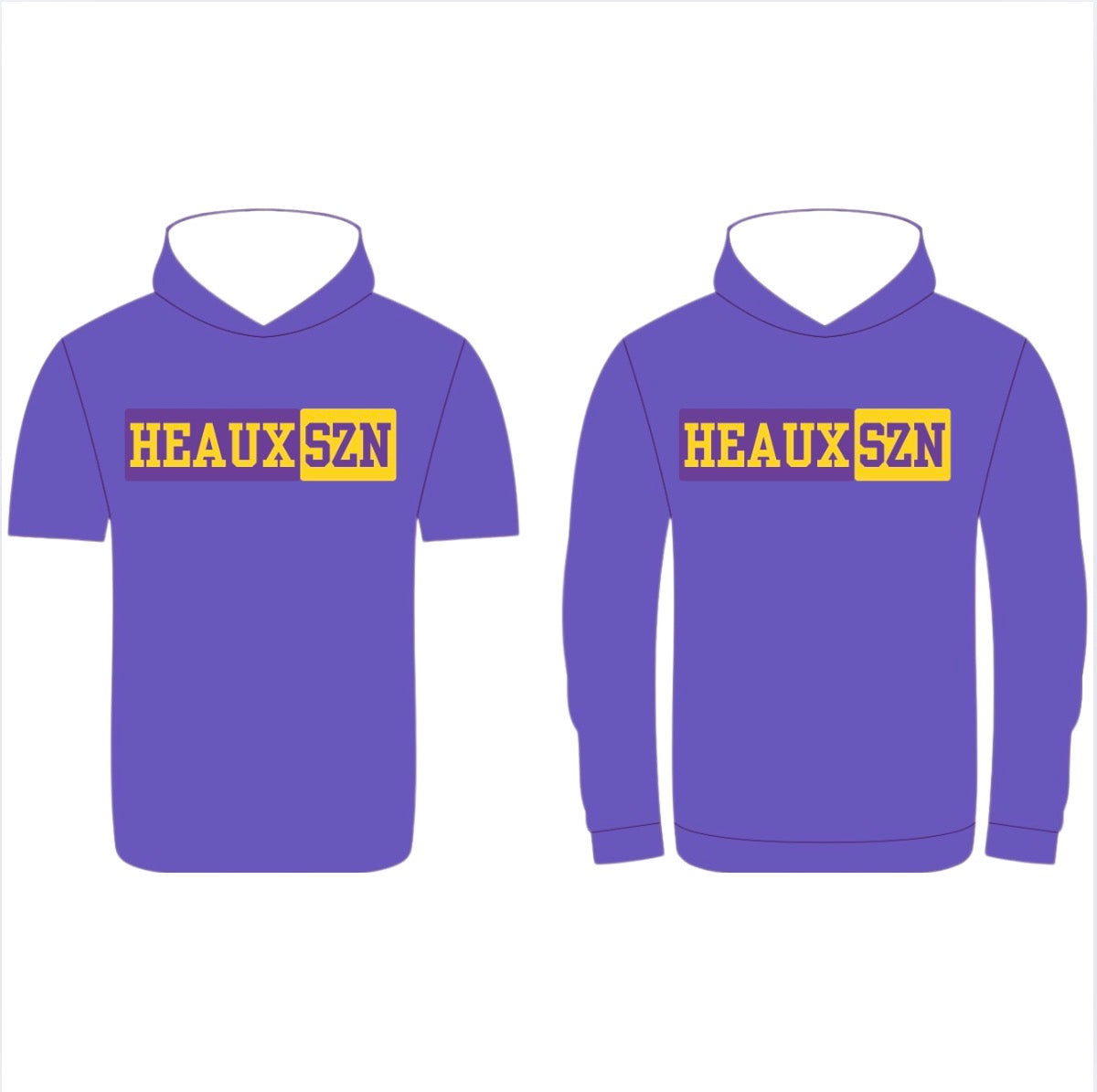 Heaux SZN purple LS hooded shirt- adult