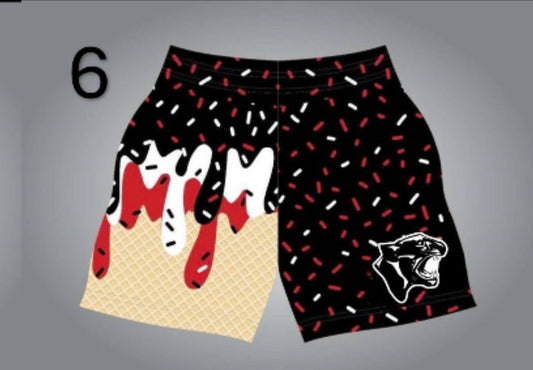 Ice Cream Drip Shorts - Black (Panther Head)