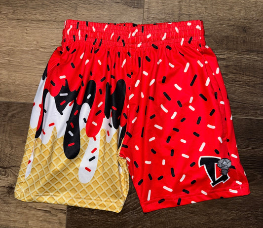 Lugnuts red athletic ice cream drip shorts