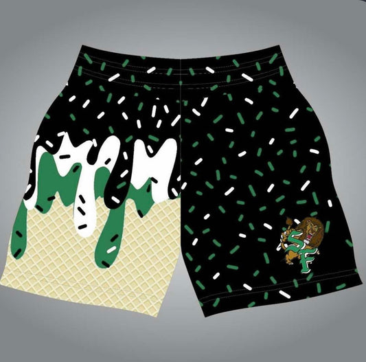 Black lion logo shorts