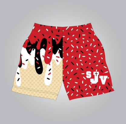 SJV red ice cream drip shorts