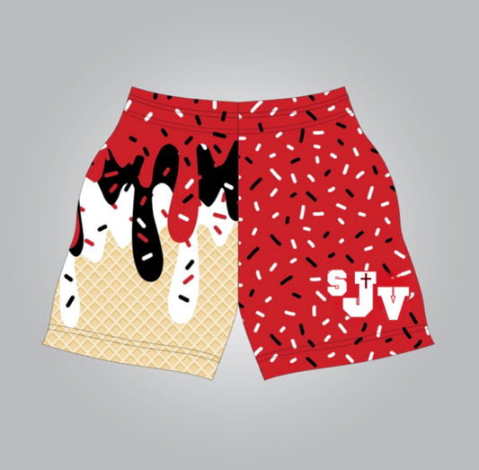 SJV red ice cream drip shorts