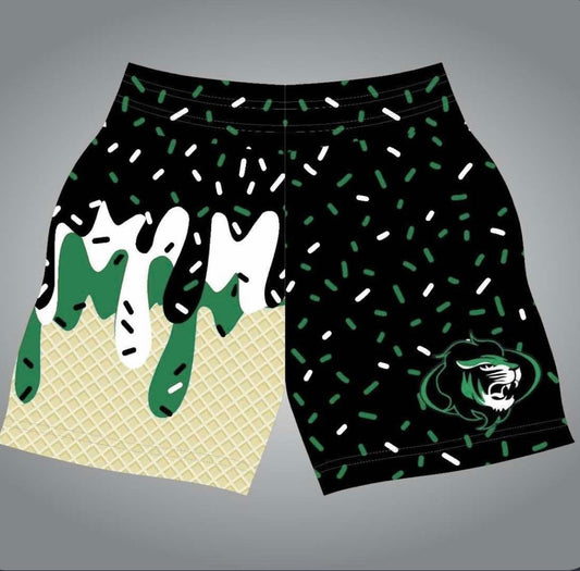 Black lion face shorts