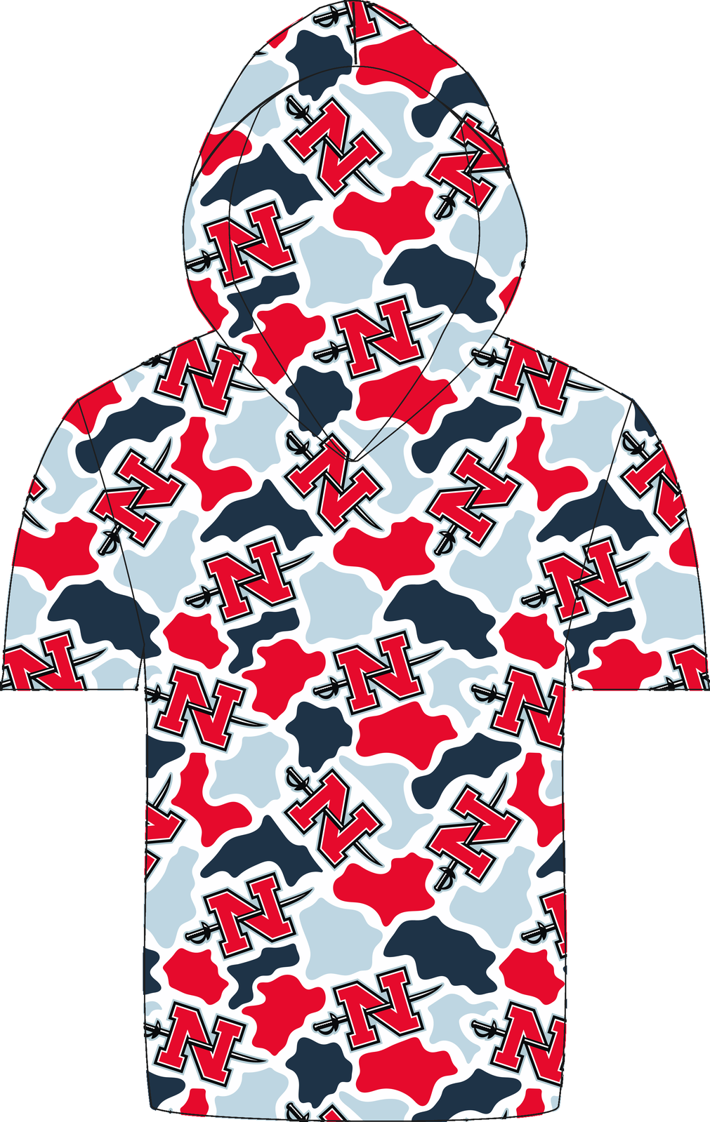 Nicholls Camo Hooded Tee mockup