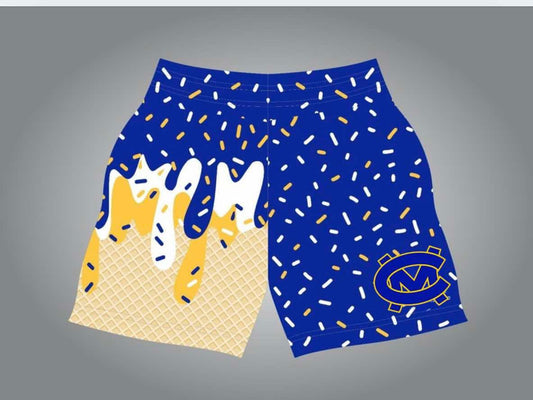 CM blue with blue shorts