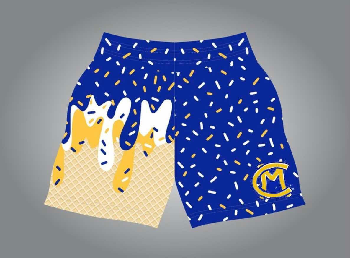 CM blue with yellow shorts