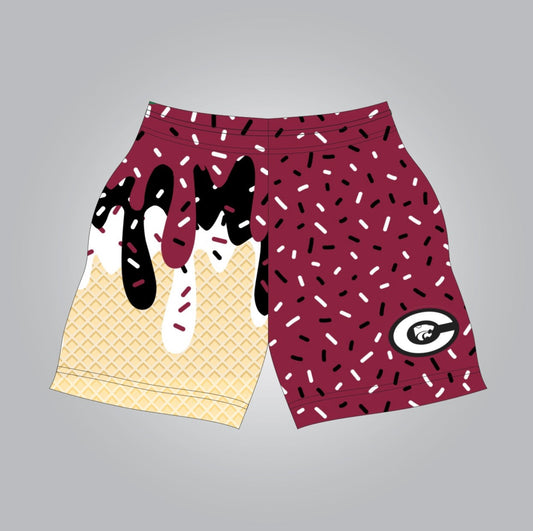 Maroon central shorts