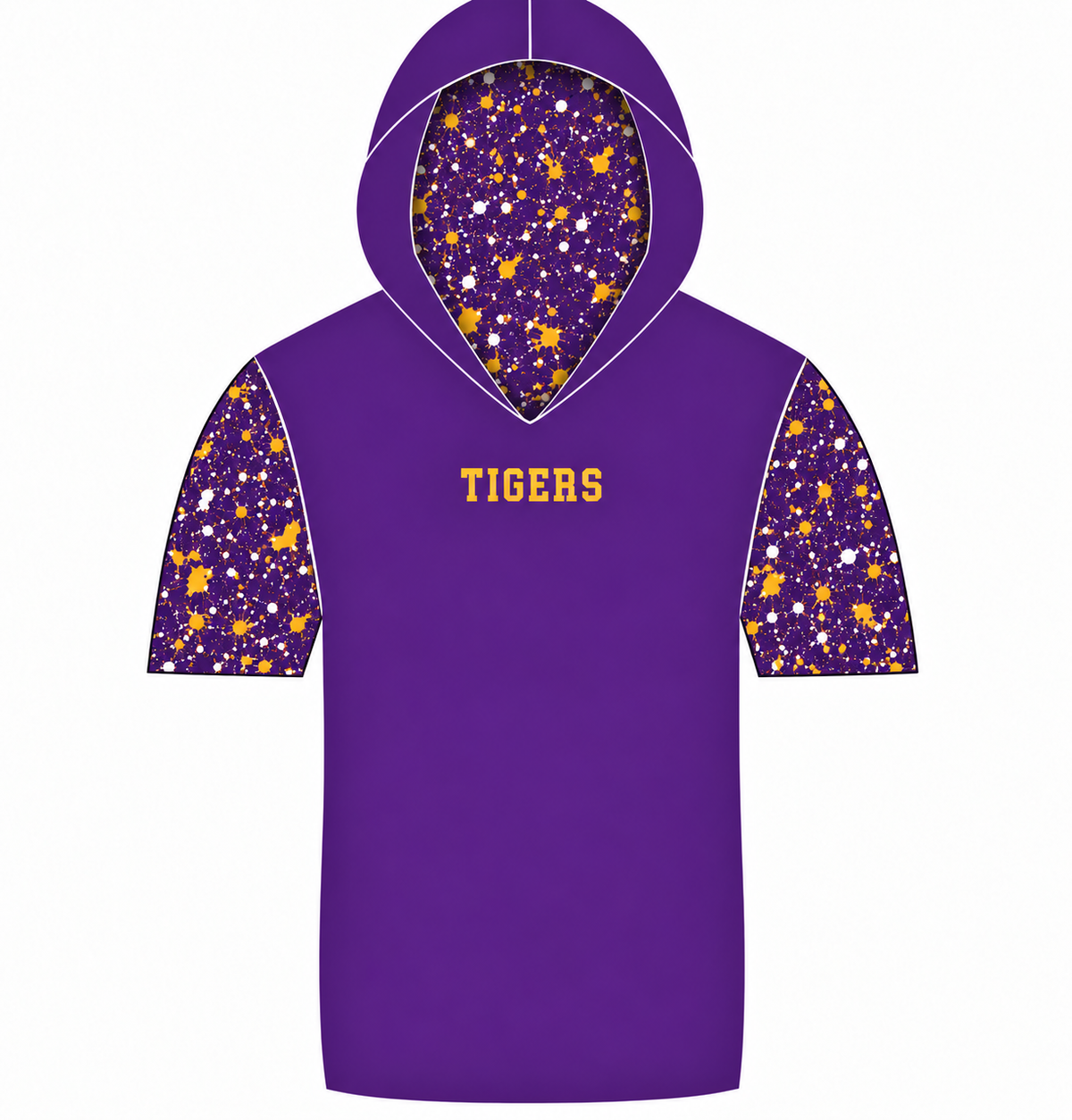 Tigers splatter short sleeve hooded athletic shirt