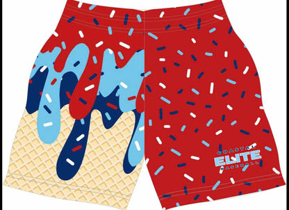Coastal Elite red ice cream drip athletic shorts