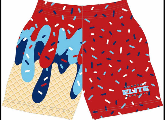 Coastal Elite red ice cream drip athletic shorts