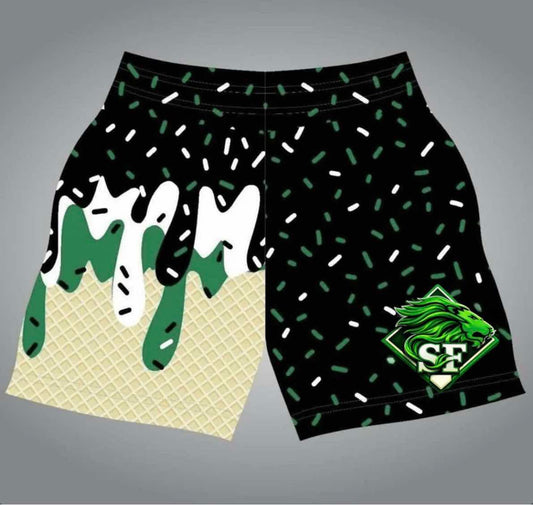 Lion head black drip athletic shorts