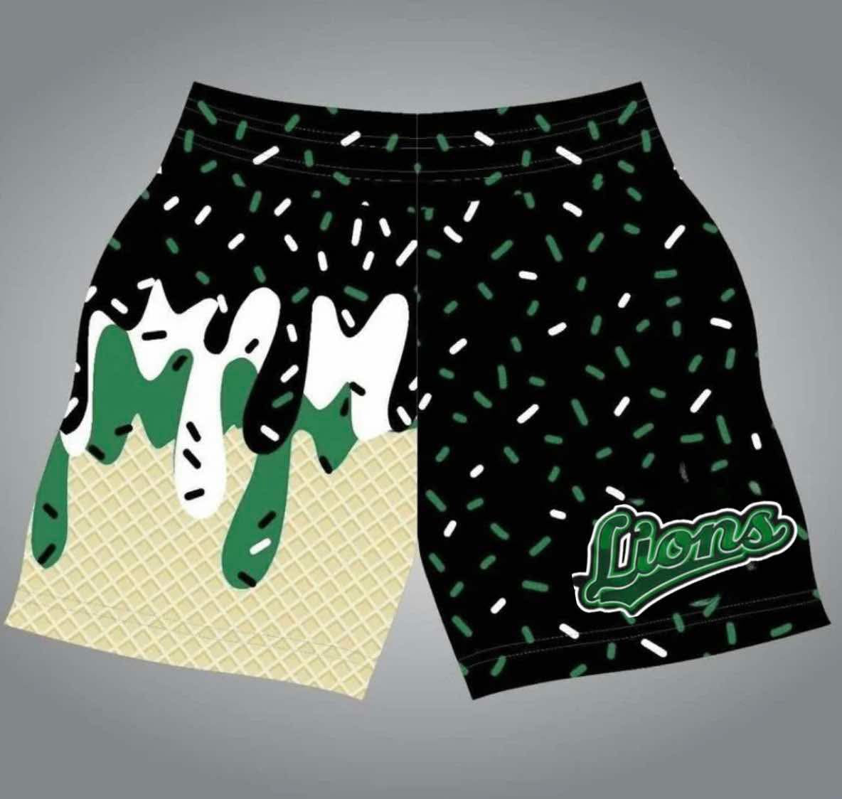 Lions black drip athletic shorts