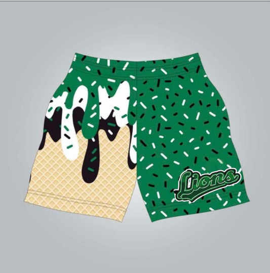 Lions green drip athletic shorts