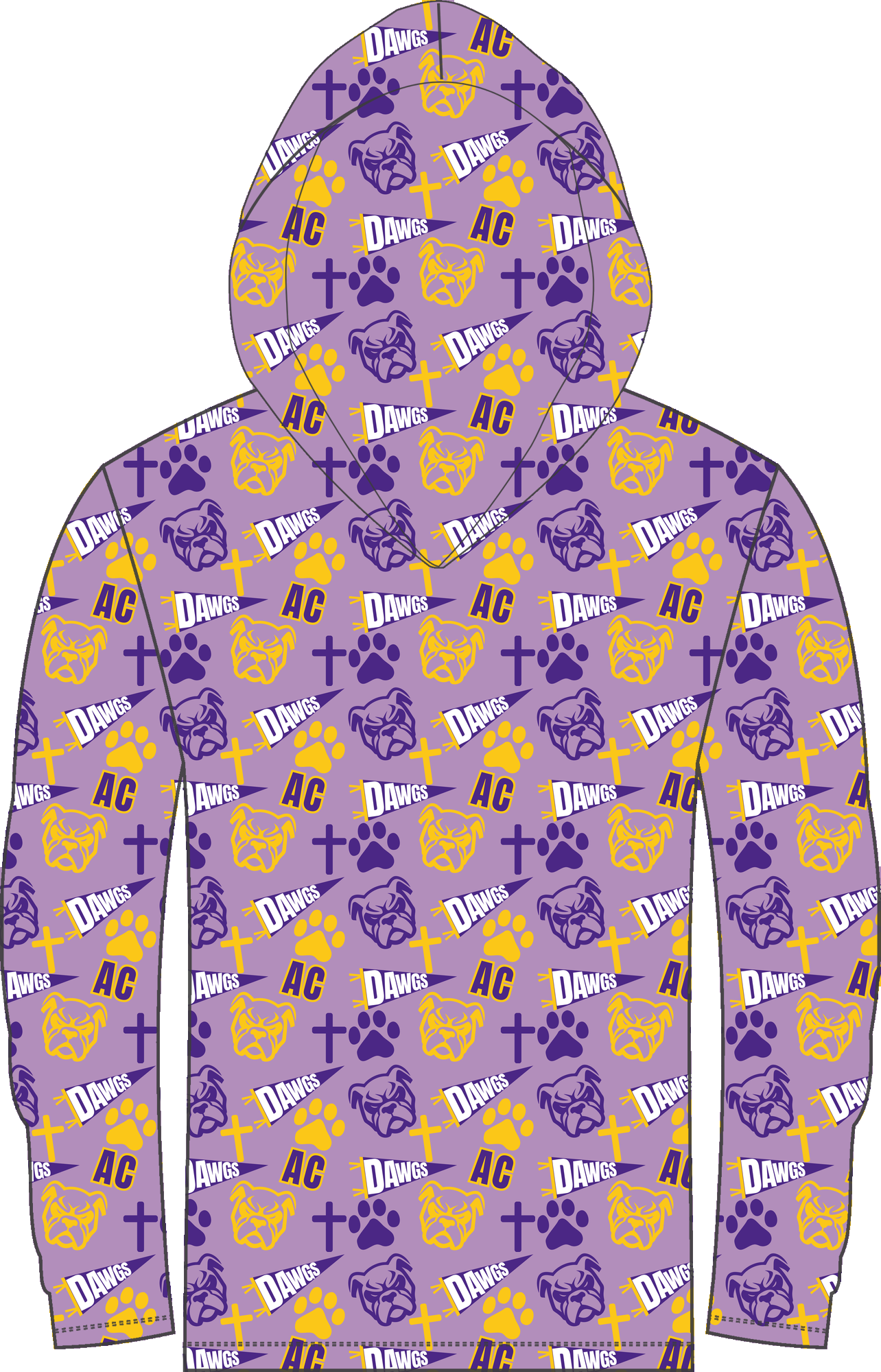 AC Bulldogs Spirit LS Hooded Shirt all-over print
