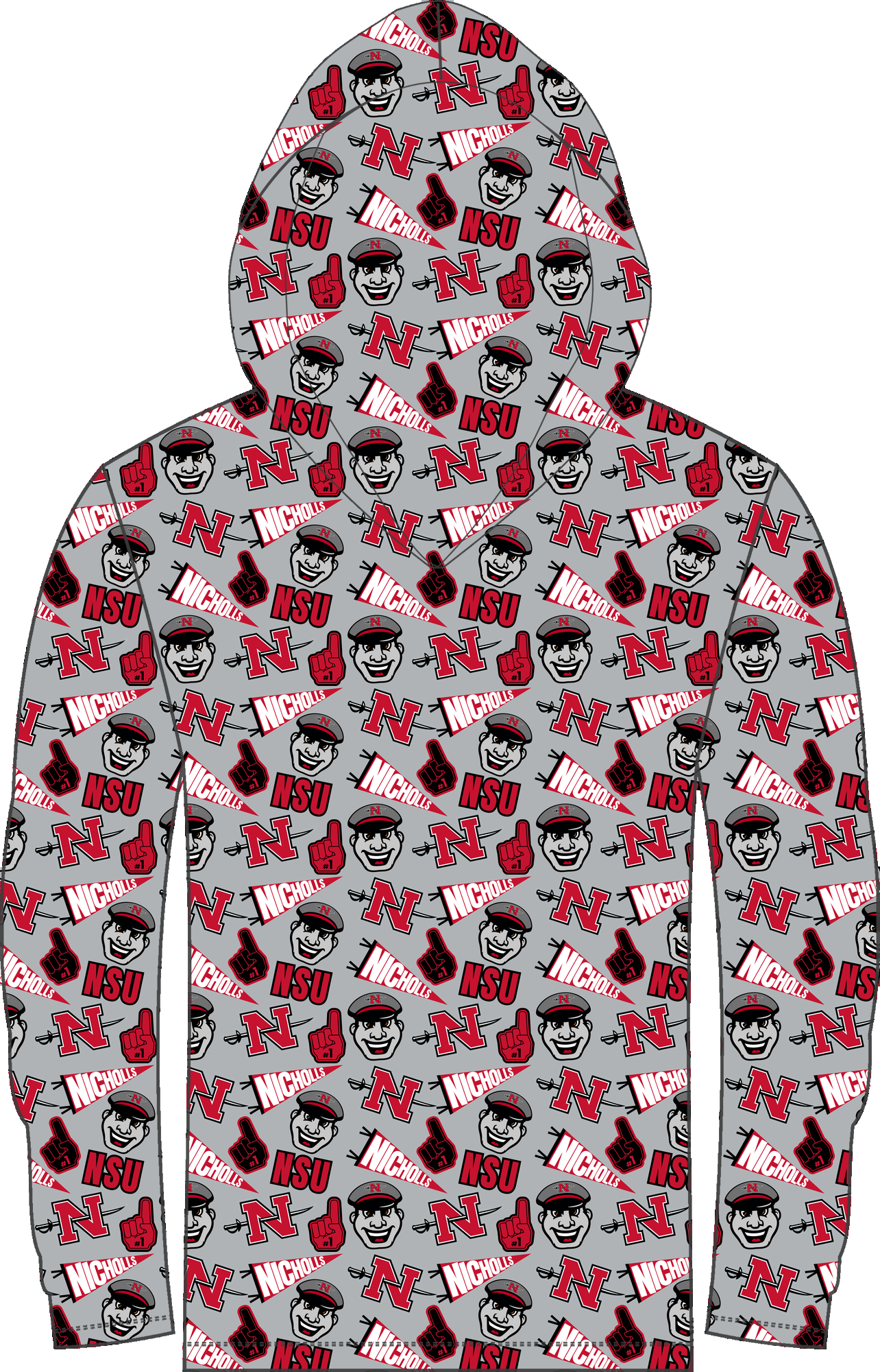 Nicholls Spirit LS Hooded Shirt all-over print