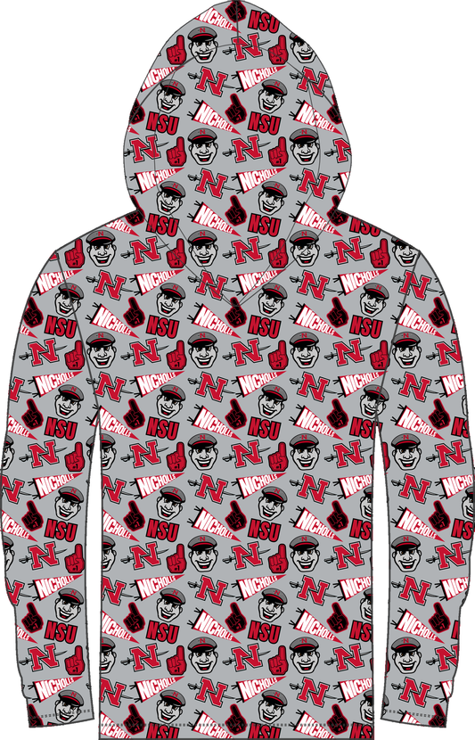 Nicholls Spirit LS Hooded Shirt all-over print