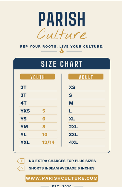 Parish Culture size chart